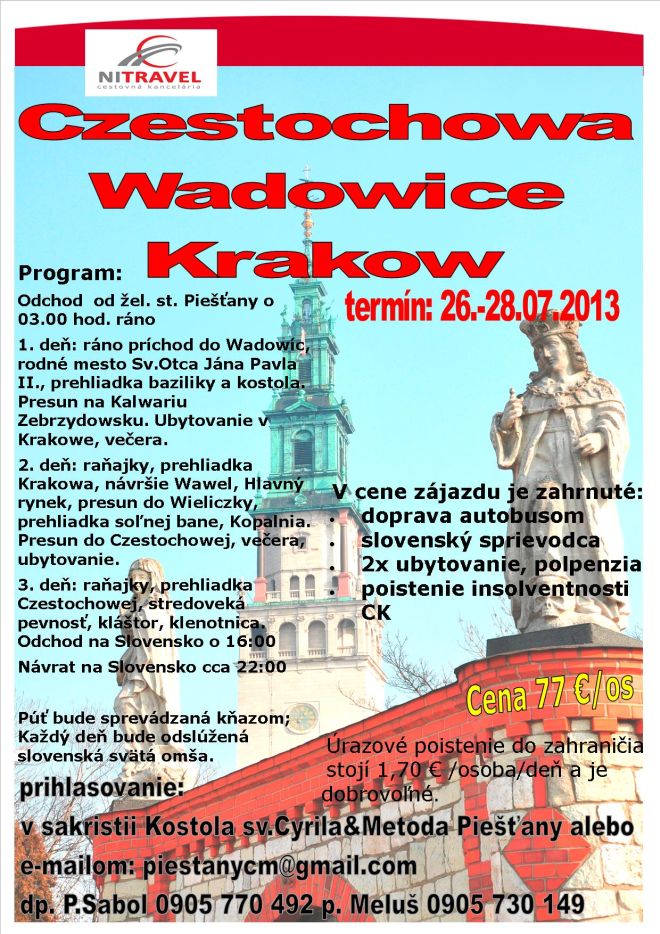 Put: Czestochowa, Wadowice, Krakow
