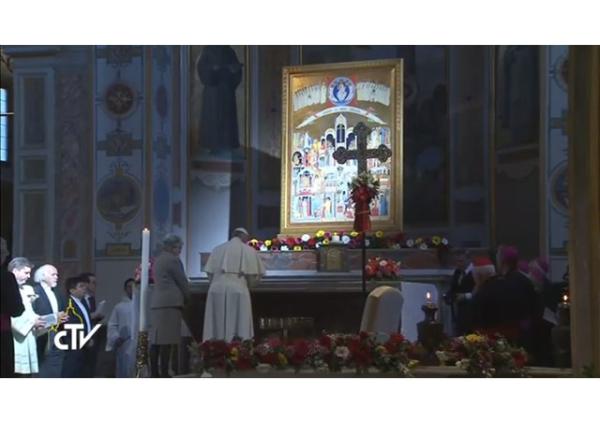 V Bazilike sv. Bartolomeja si pápež František uctil mučeníkov dneška